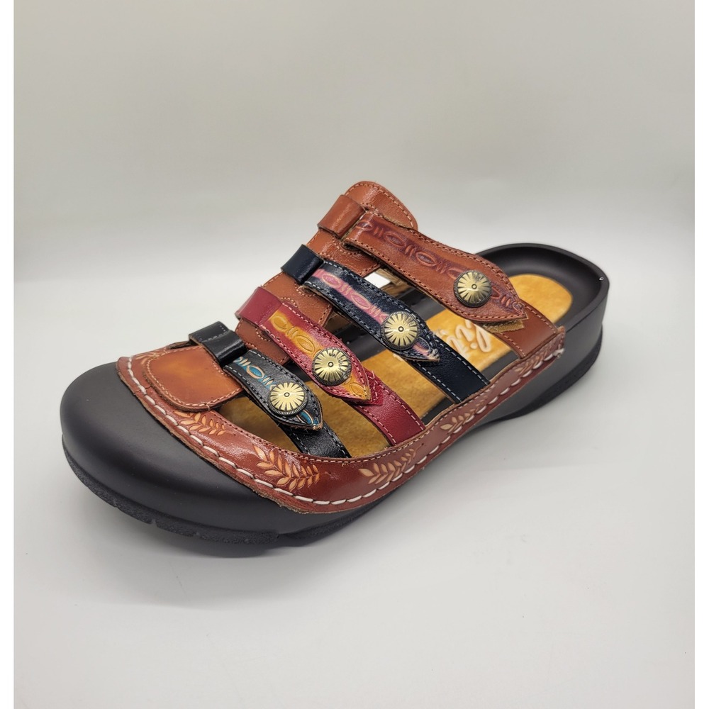 Elite by Corkys Heidi Leather Clog Sandal Women 7 Boho Comfy Vibrant Multicolor - Picture 11 of 16